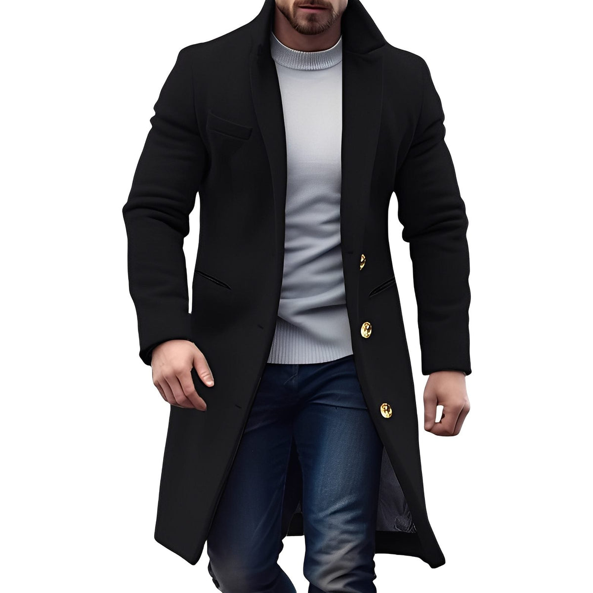 Cappotto Lungo da Uomo in Lana Sotto il Ginocchio — foto 3