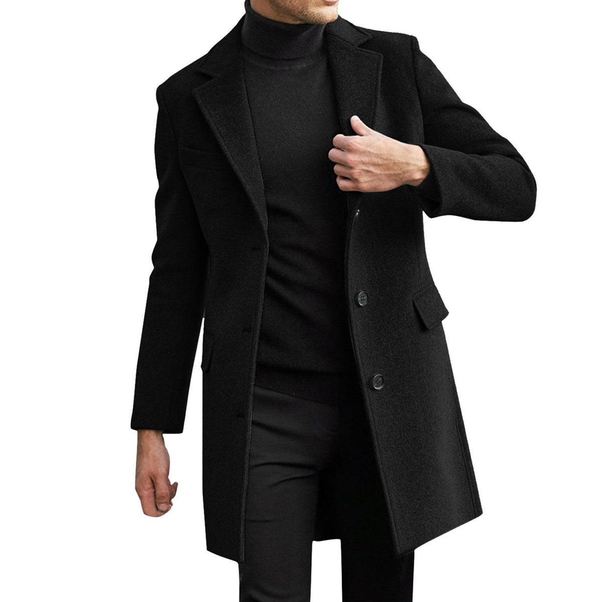 Cappotto Lungo da Uomo in Lana Chiusura Nascosta — foto 4