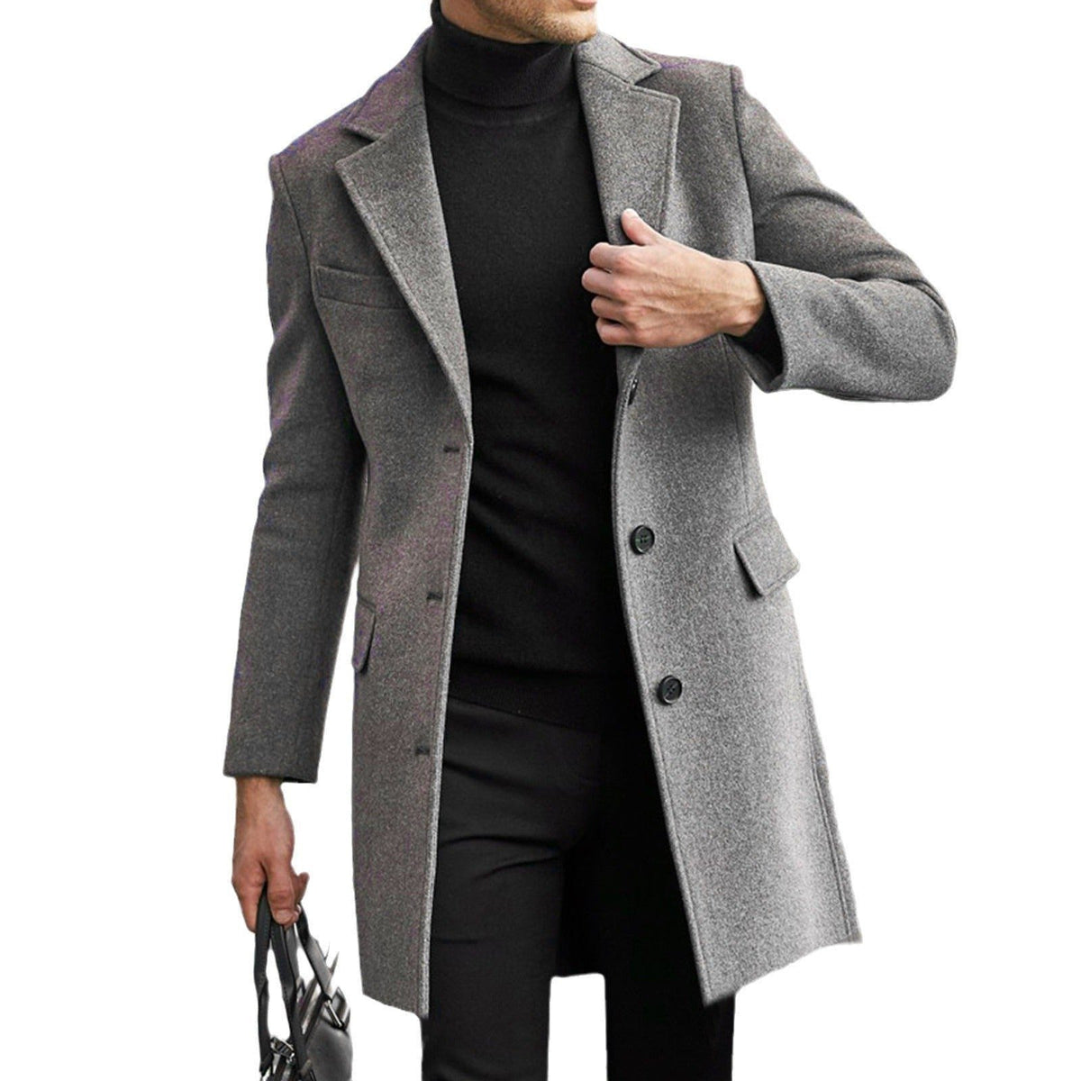 Cappotto Lungo da Uomo in Lana Chiusura Nascosta — foto 5