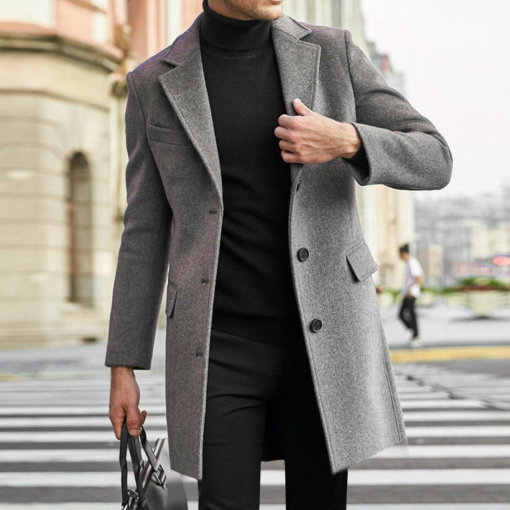 Cappotto Lungo da Uomo in Lana Chiusura Nascosta — foto 7