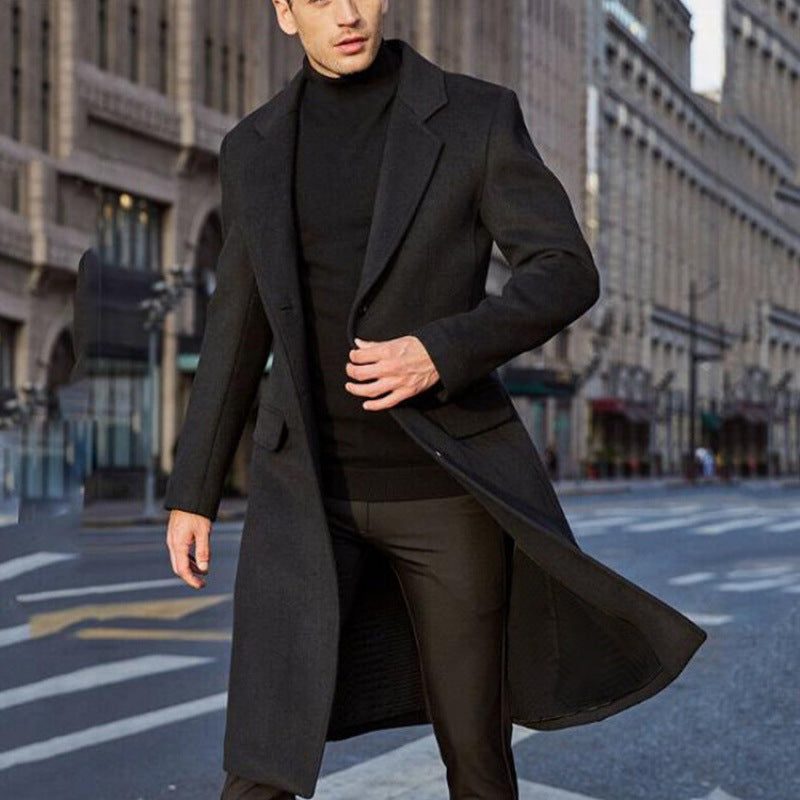 Cappotto Lungo da Uomo in Lana con Revers