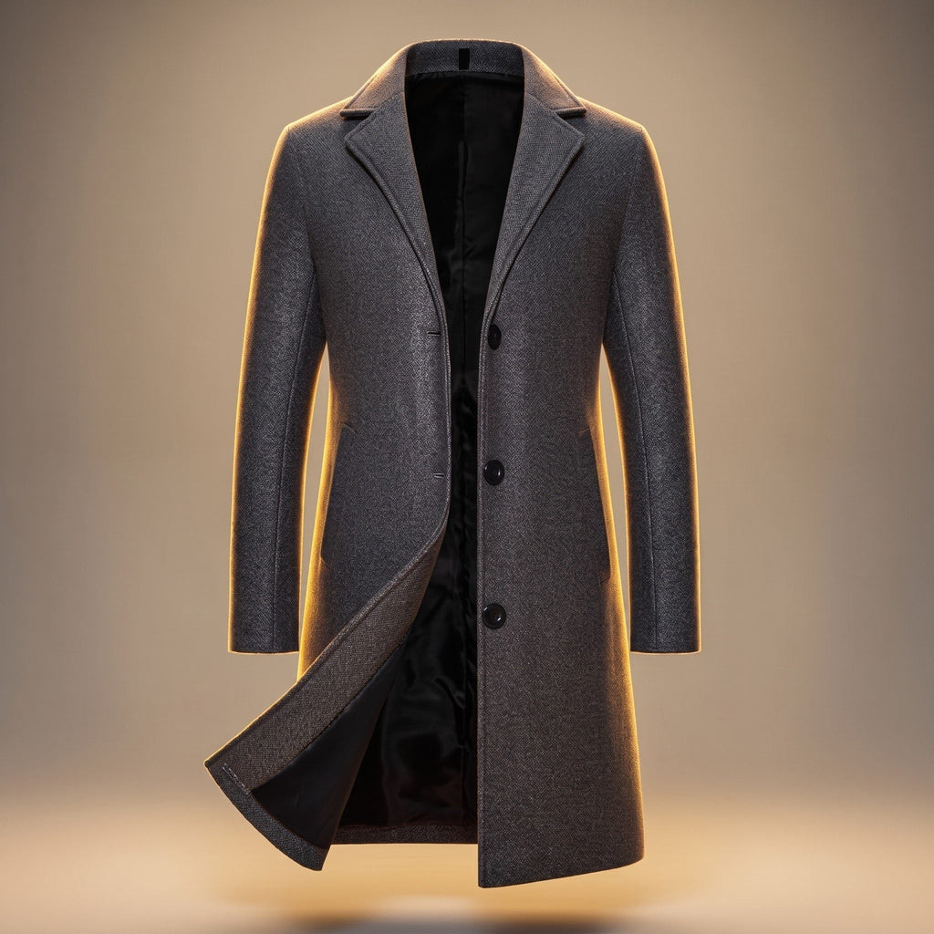Cappotto Lungo Monopetto da Uomo Fino al Ginocchio