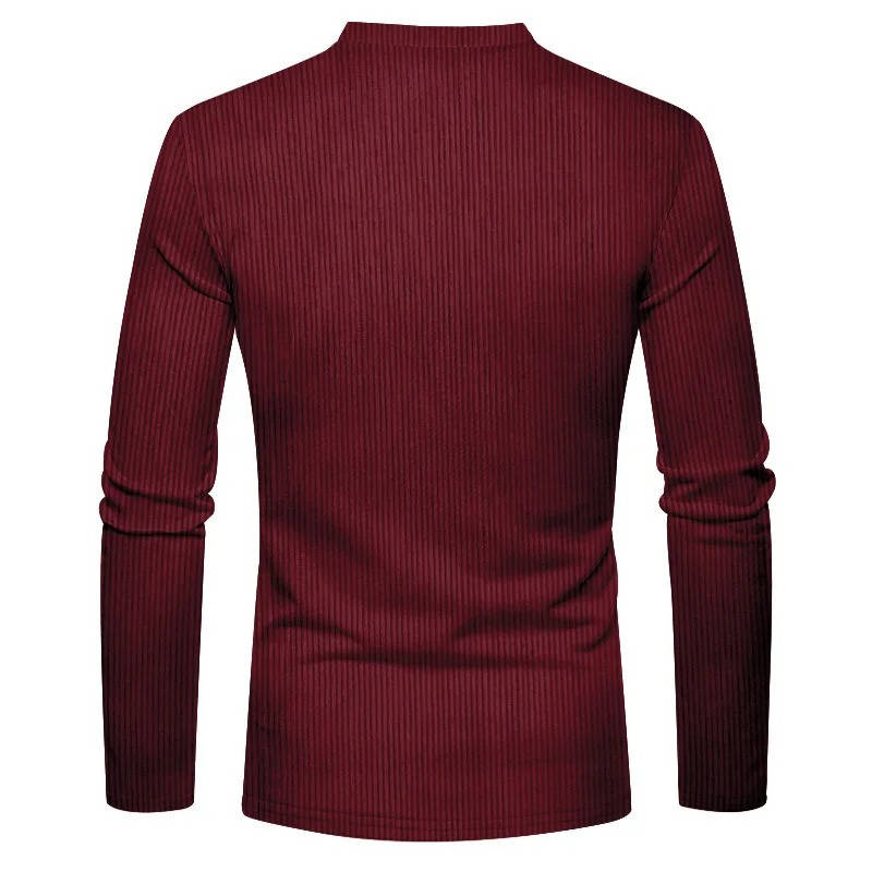 Maglione Henley da Uomo a Coste con Tre Bottoni — foto 3