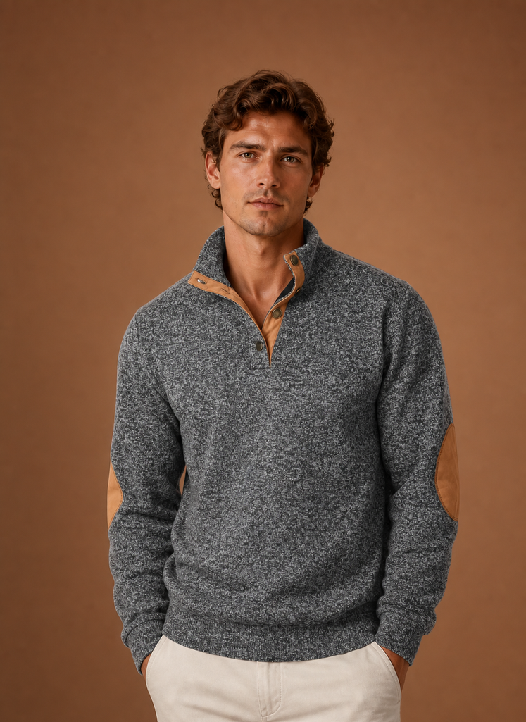 Maglione Mezza Zip da Uomo con Collo Alto