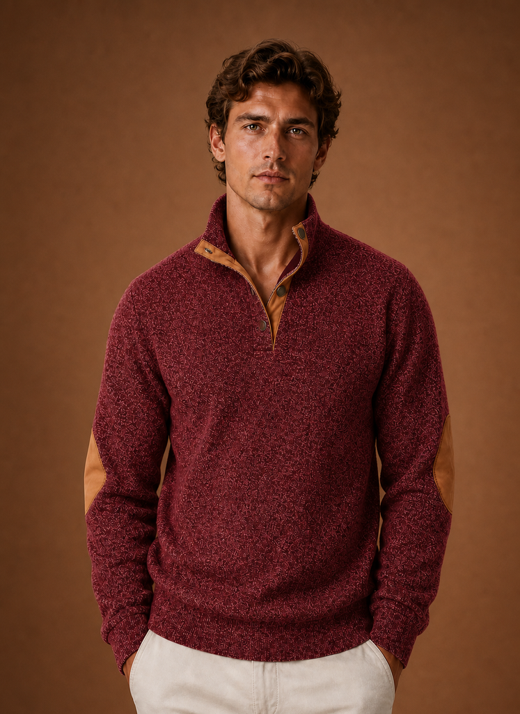 Maglione Mezza Zip da Uomo con Collo Alto — foto 4