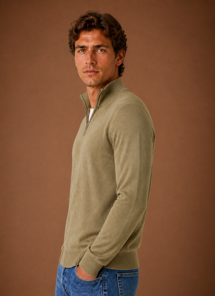 Maglione Mezza Zip da Uomo in Maglia Fine — foto 12