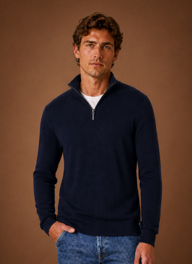 Maglione Mezza Zip da Uomo in Maglia Fine — foto 13