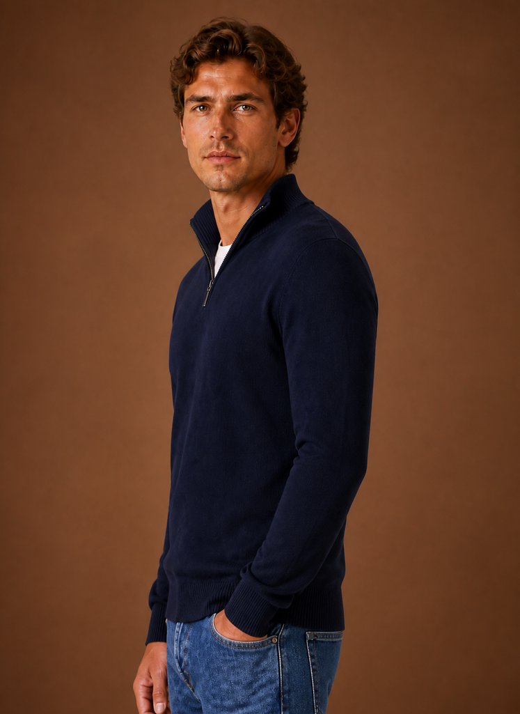 Maglione Mezza Zip da Uomo in Maglia Fine — foto 14