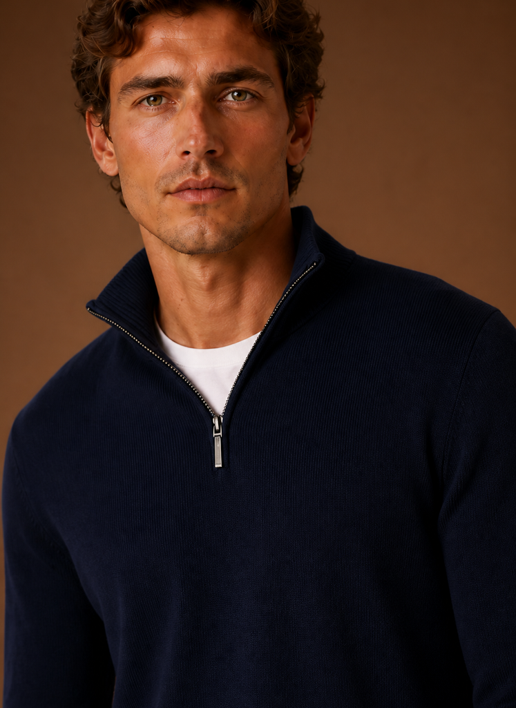 Maglione Mezza Zip da Uomo in Maglia Fine — foto 16