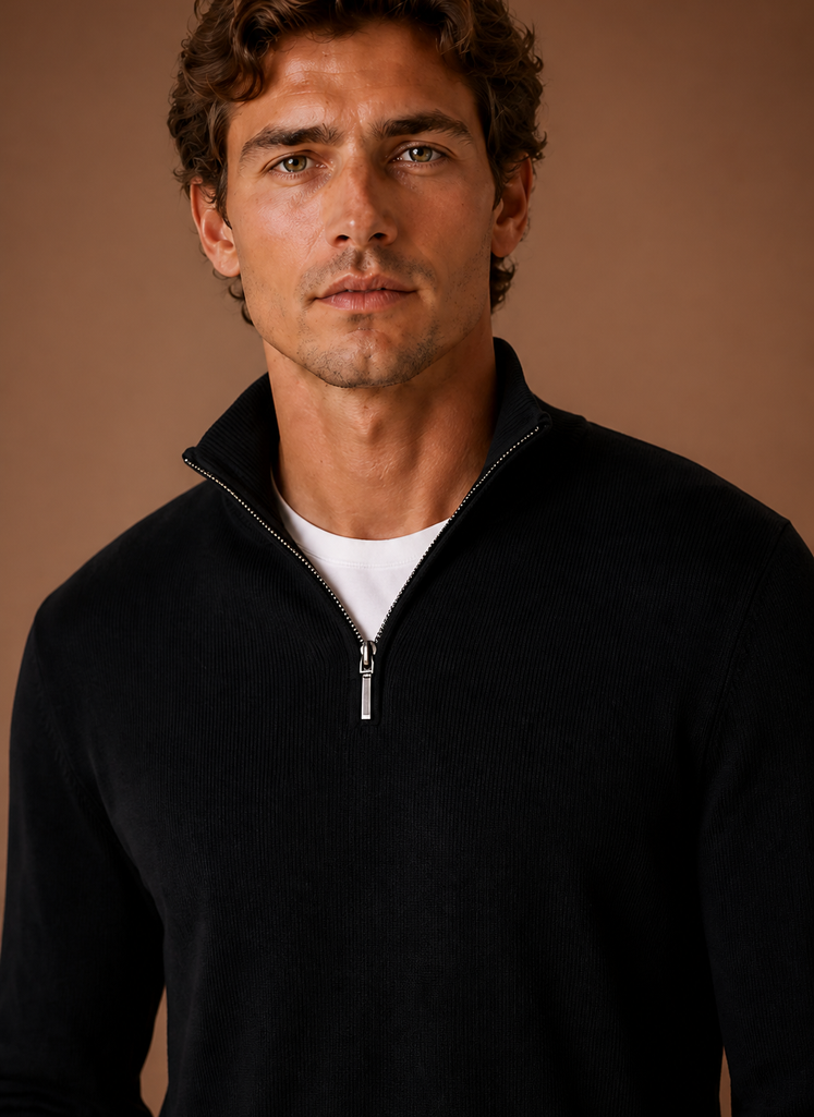 Maglione Mezza Zip da Uomo in Maglia Fine — foto 3
