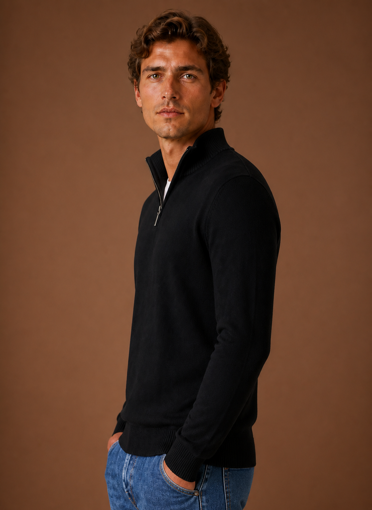 Maglione Mezza Zip da Uomo in Maglia Fine — foto 4