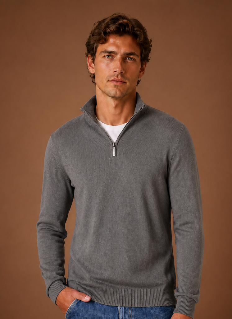 Maglione Mezza Zip da Uomo in Maglia Fine — foto 5