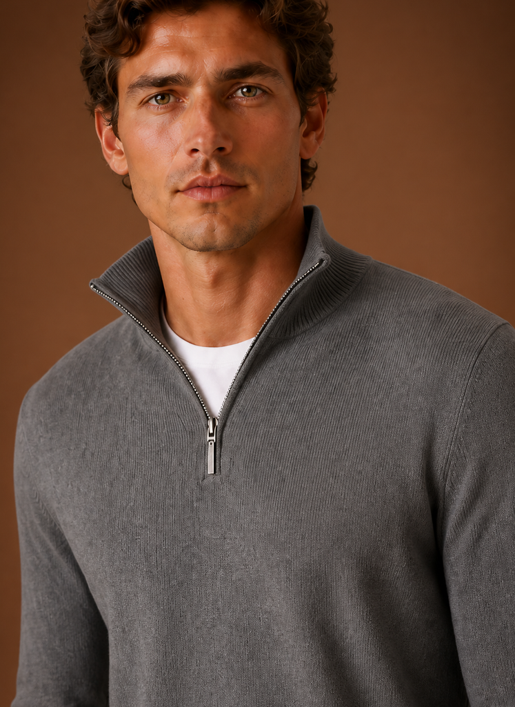Maglione Mezza Zip da Uomo in Maglia Fine — foto 7