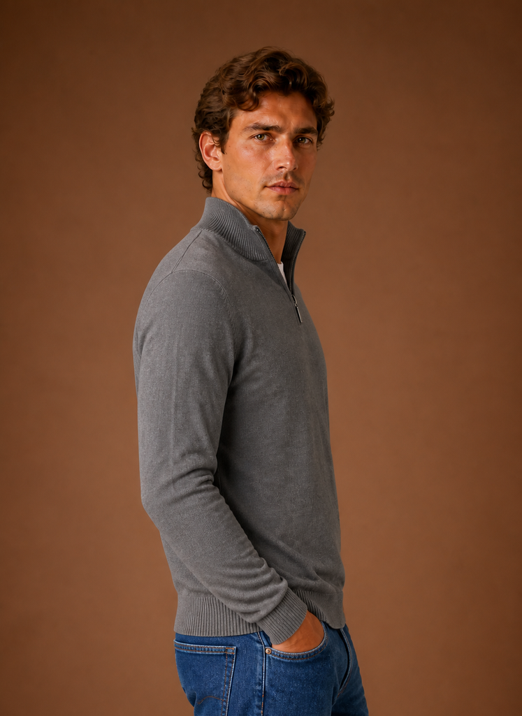 Maglione Mezza Zip da Uomo in Maglia Fine — foto 8