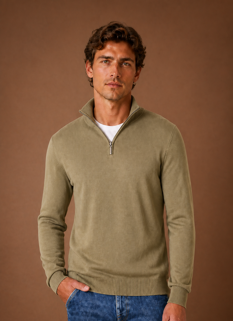 Maglione Mezza Zip da Uomo in Maglia Fine — foto 9