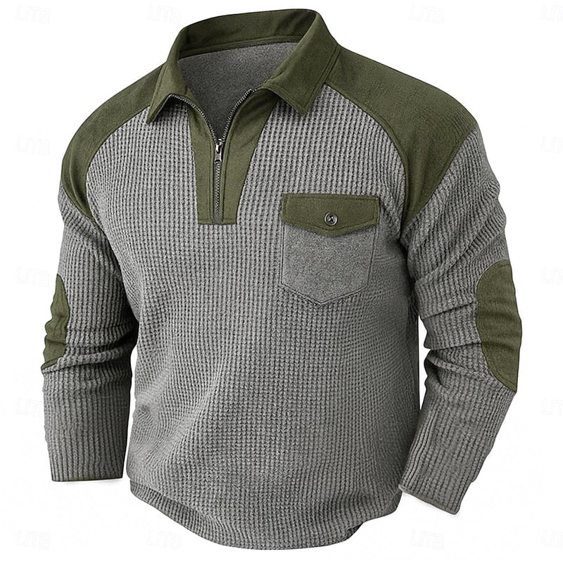 Maglione Mezza Zip da Uomo con Toppe ai Gomiti — foto 11