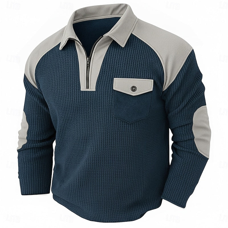 Maglione Mezza Zip da Uomo con Toppe ai Gomiti — foto 12