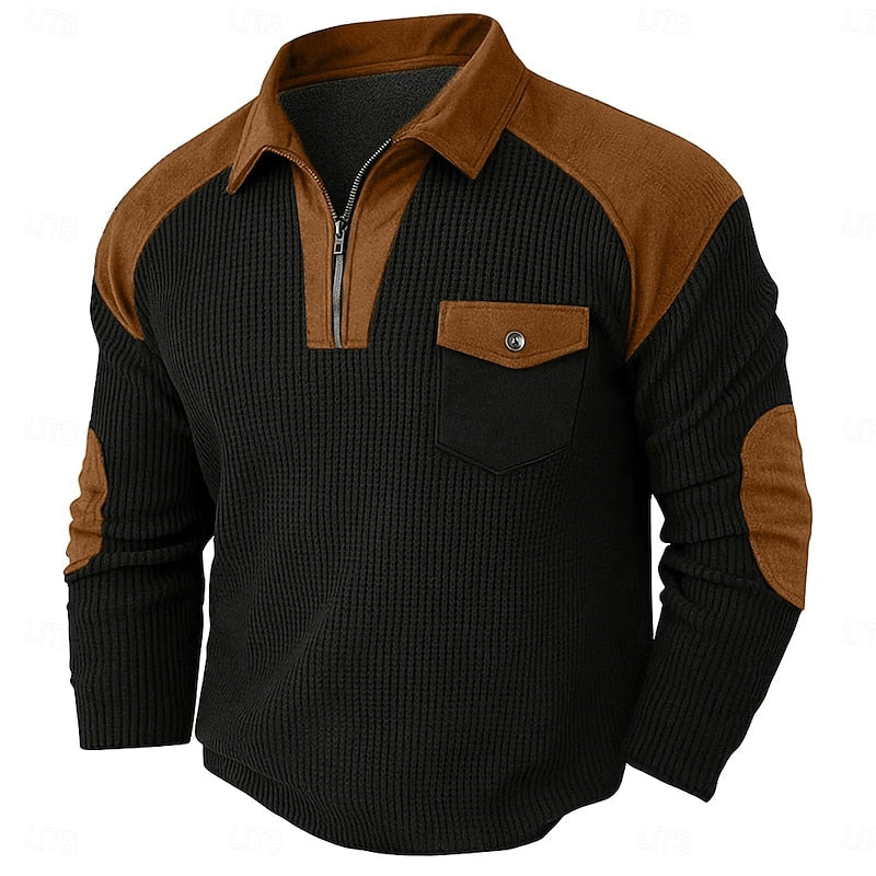 Maglione Mezza Zip da Uomo con Toppe ai Gomiti — foto 13