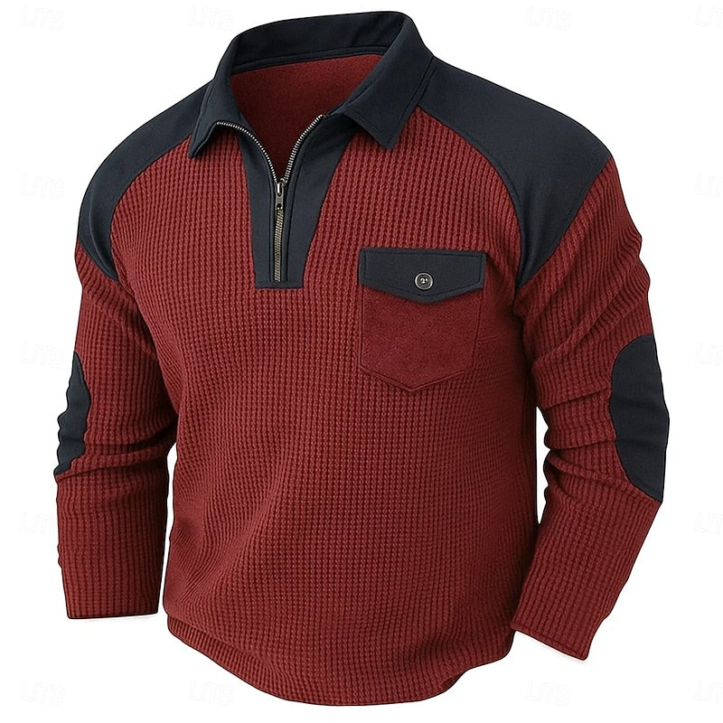 Maglione Mezza Zip da Uomo con Toppe ai Gomiti — foto 15