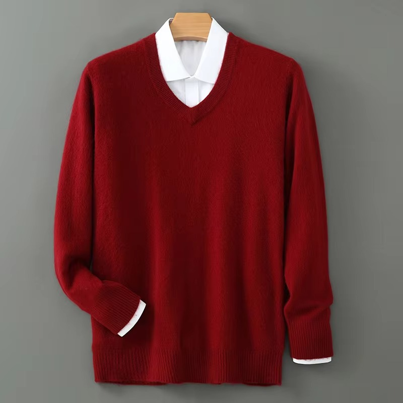Maglione Scollo a V da Uomo in Misto Cashmere — foto 10
