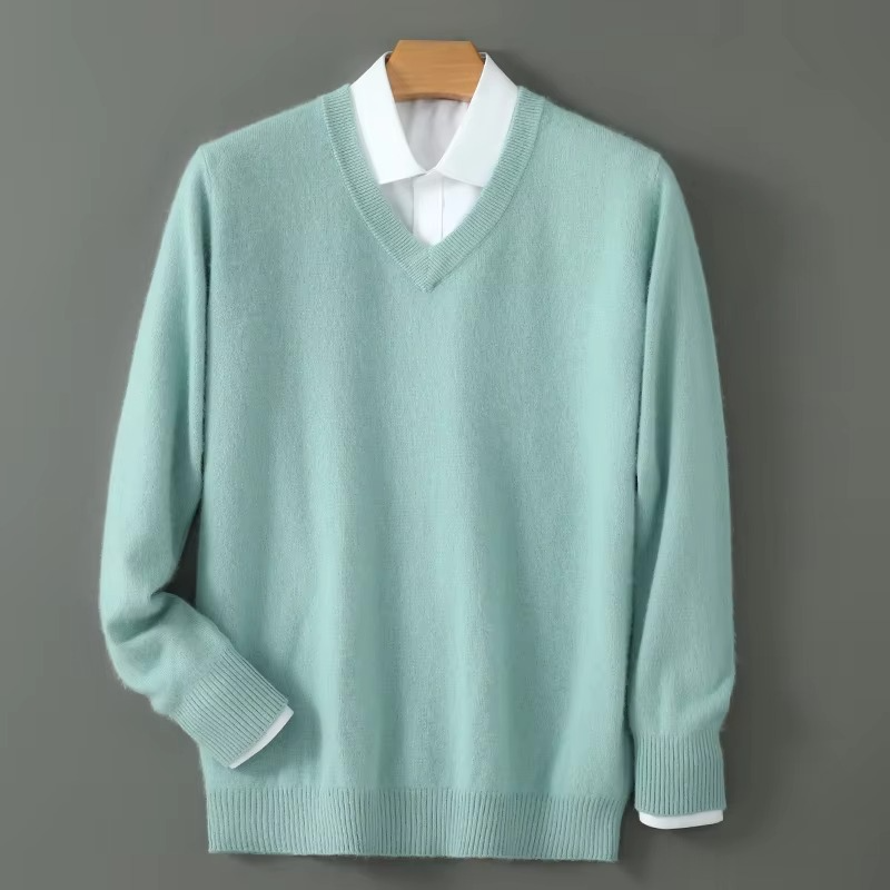 Maglione Scollo a V da Uomo in Misto Cashmere — foto 11