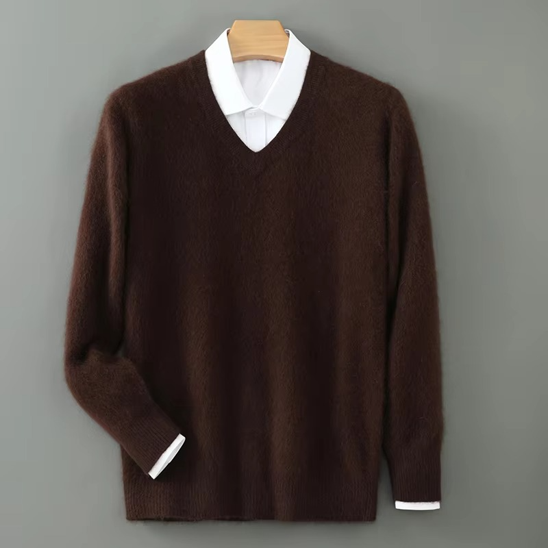 Maglione Scollo a V da Uomo in Misto Cashmere — foto 12