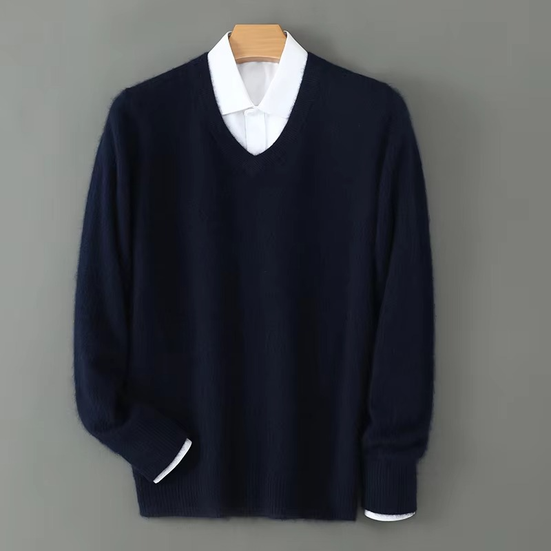Maglione Scollo a V da Uomo in Misto Cashmere — foto 13