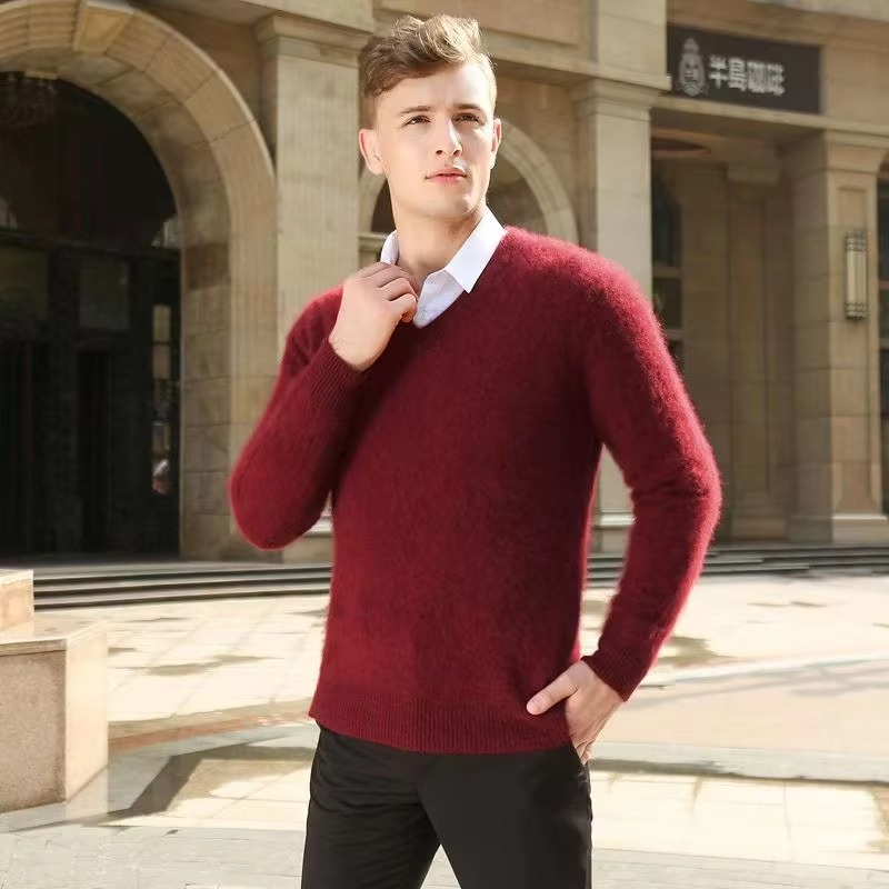 Maglione Scollo a V da Uomo in Misto Cashmere — foto 18