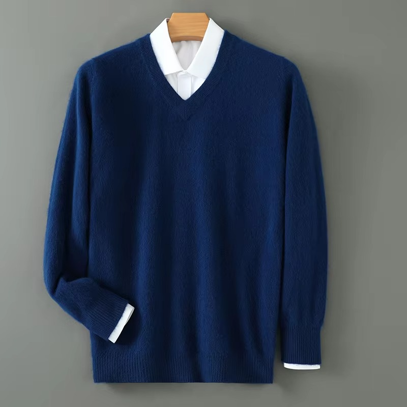 Maglione Scollo a V da Uomo in Misto Cashmere — foto 19