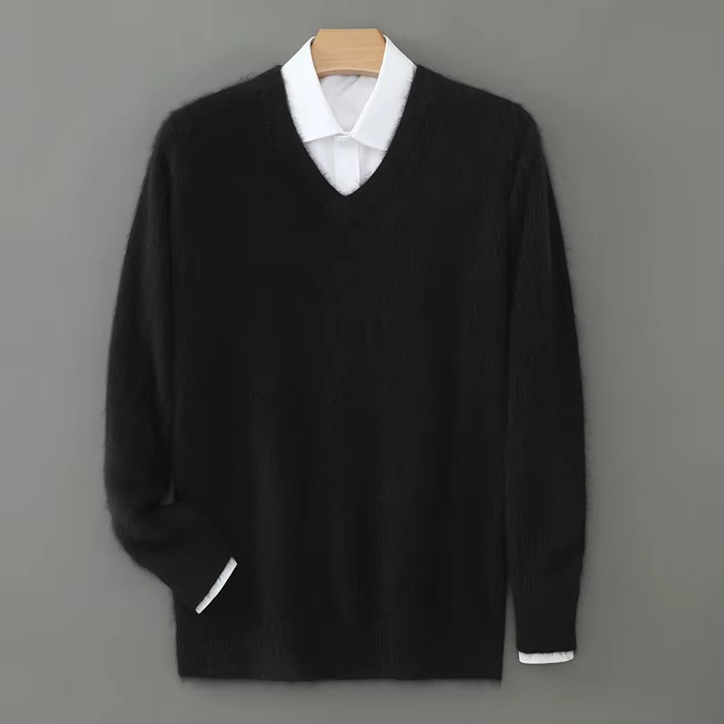 Maglione Scollo a V da Uomo in Misto Cashmere — foto 2