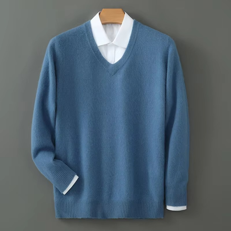 Maglione Scollo a V da Uomo in Misto Cashmere — foto 20