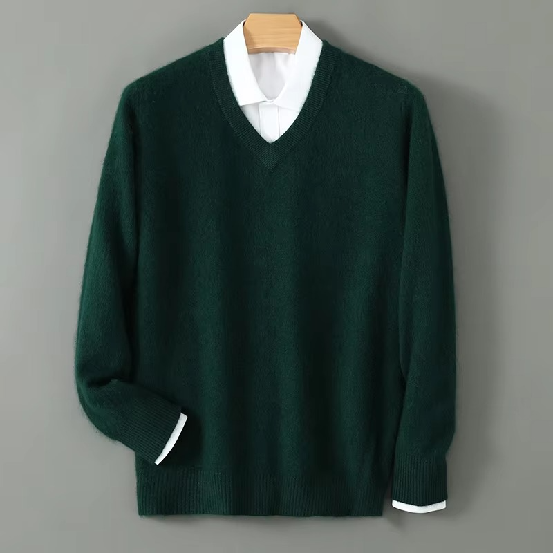 Maglione Scollo a V da Uomo in Misto Cashmere — foto 3