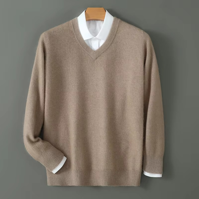 Maglione Scollo a V da Uomo in Misto Cashmere — foto 4