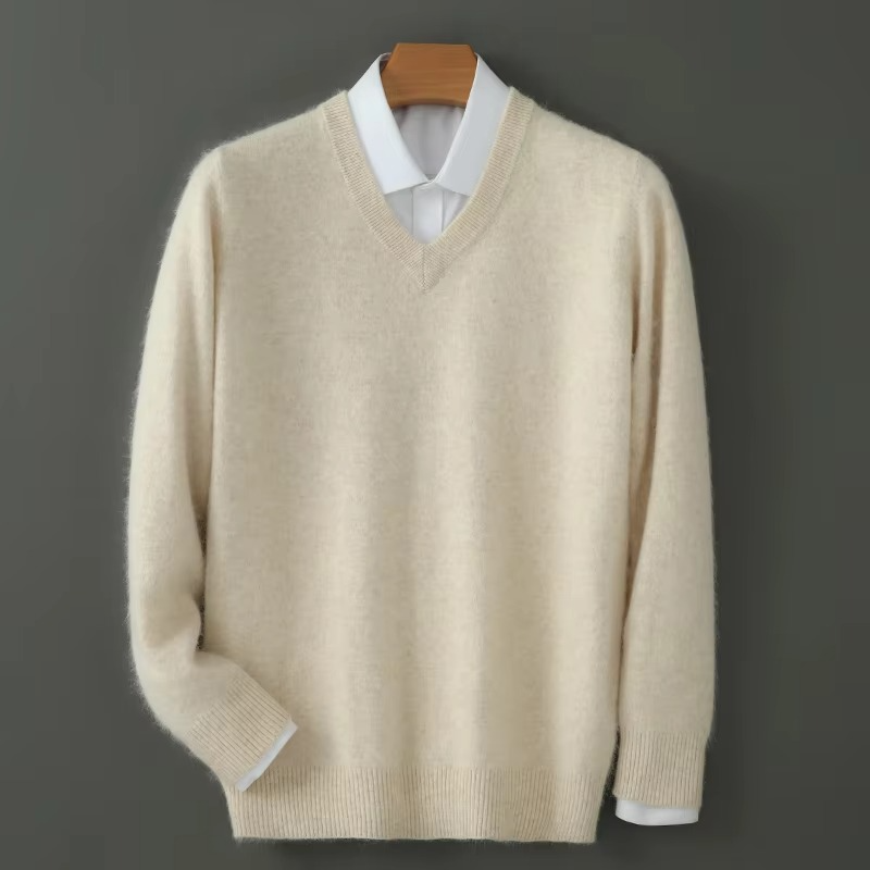 Maglione Scollo a V da Uomo in Misto Cashmere — foto 5
