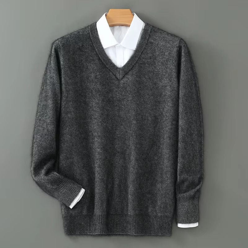 Maglione Scollo a V da Uomo in Misto Cashmere — foto 6