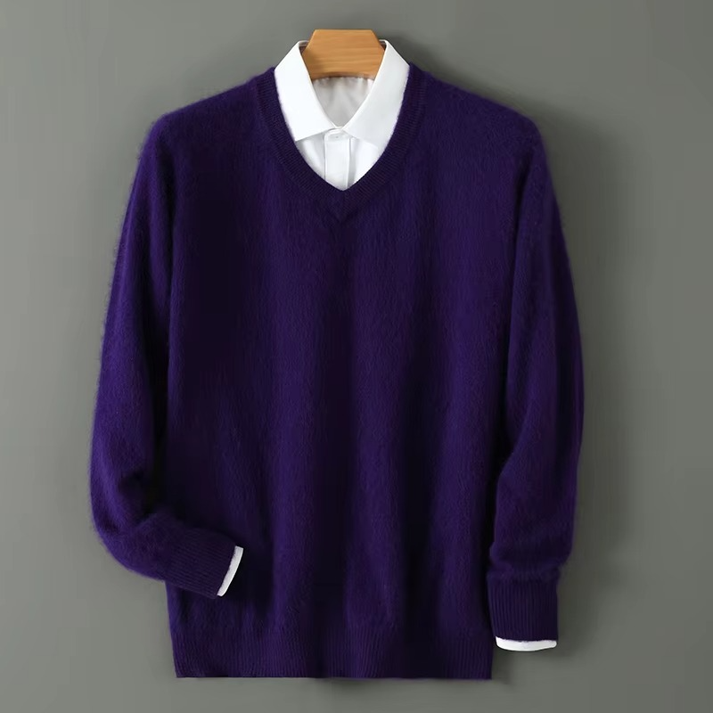 Maglione Scollo a V da Uomo in Misto Cashmere — foto 8