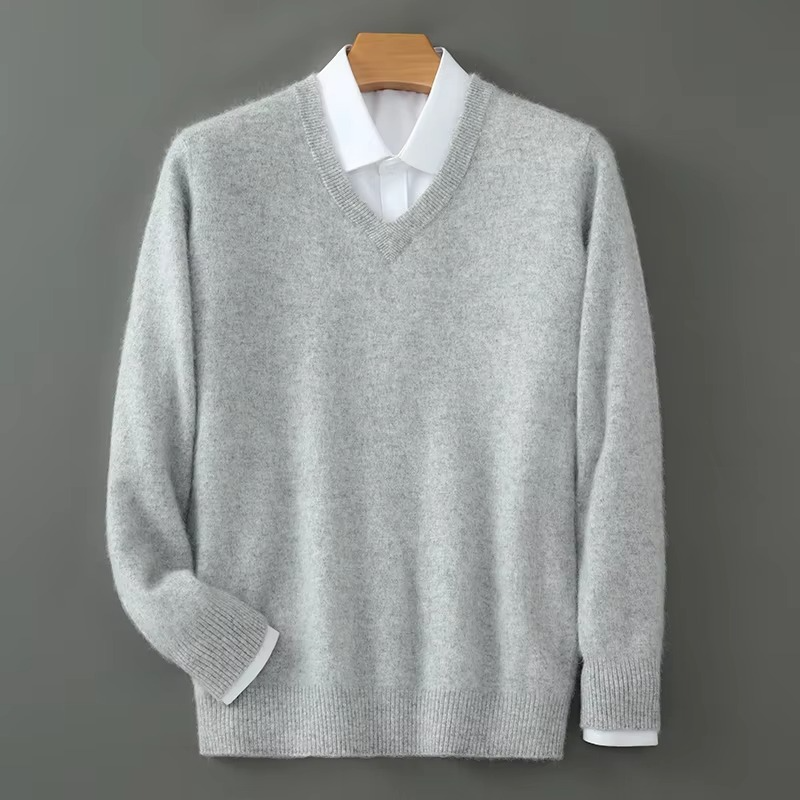 Maglione Scollo a V da Uomo in Misto Cashmere — foto 9