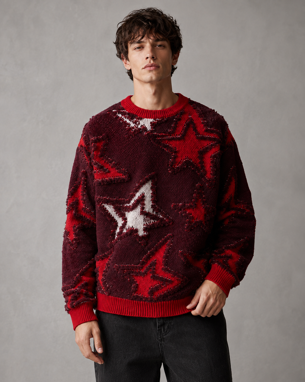 Maglione da Uomo con Motivo a Stelle in Rilievo — foto 10