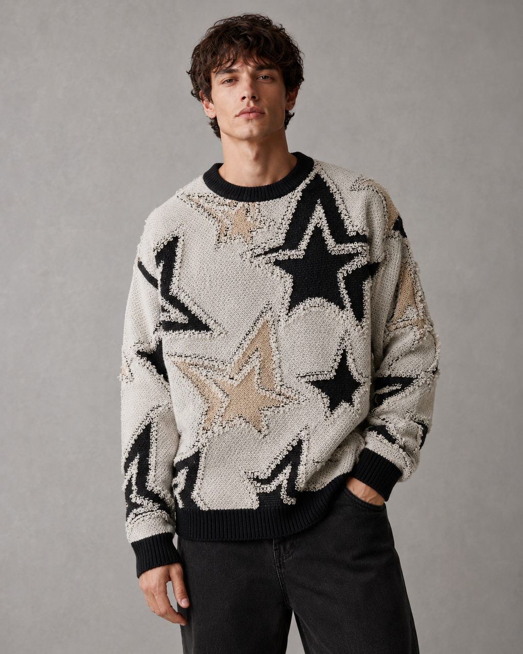 Maglione da Uomo con Motivo a Stelle in Rilievo — foto 13