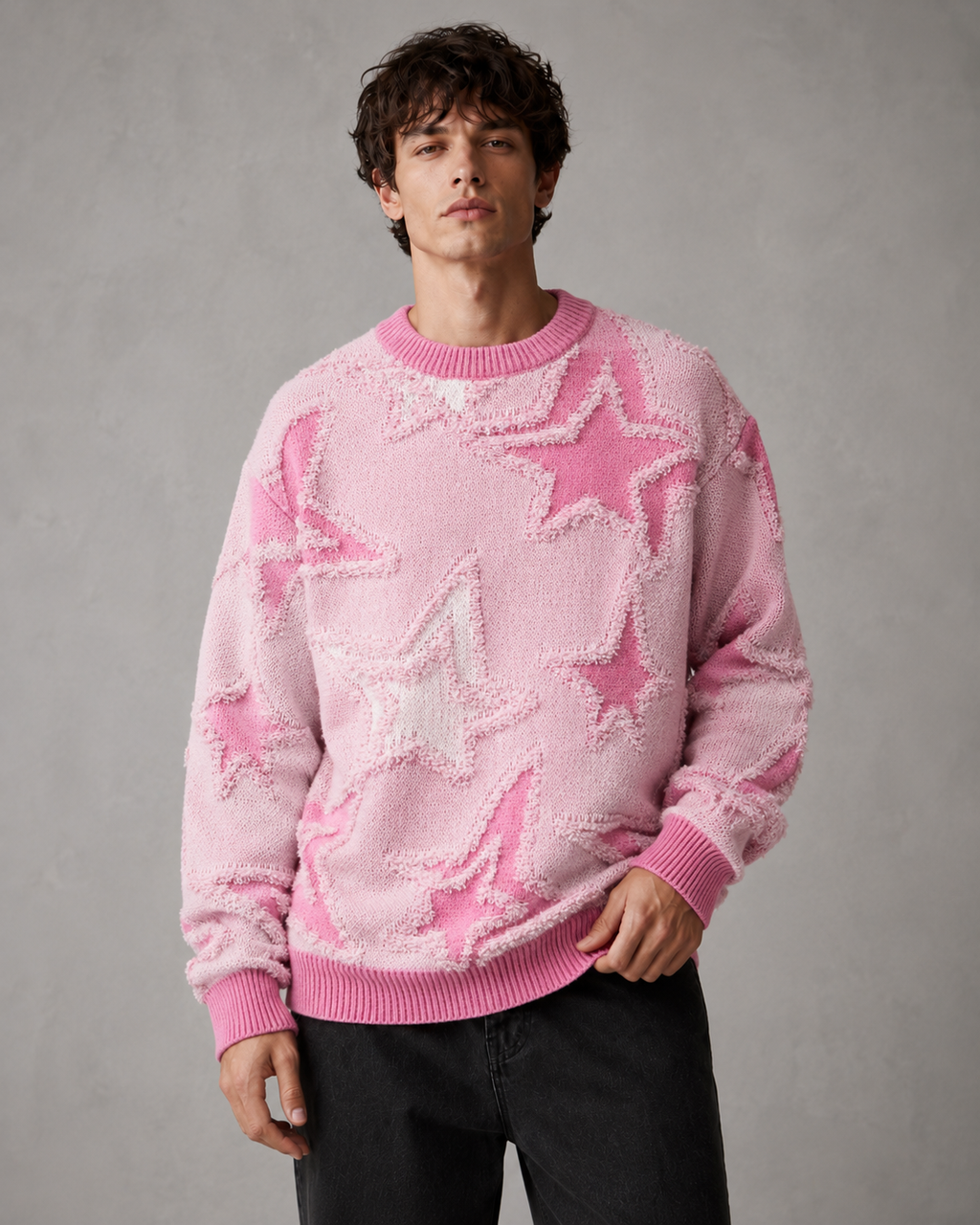 Maglione da Uomo con Motivo a Stelle in Rilievo — foto 2