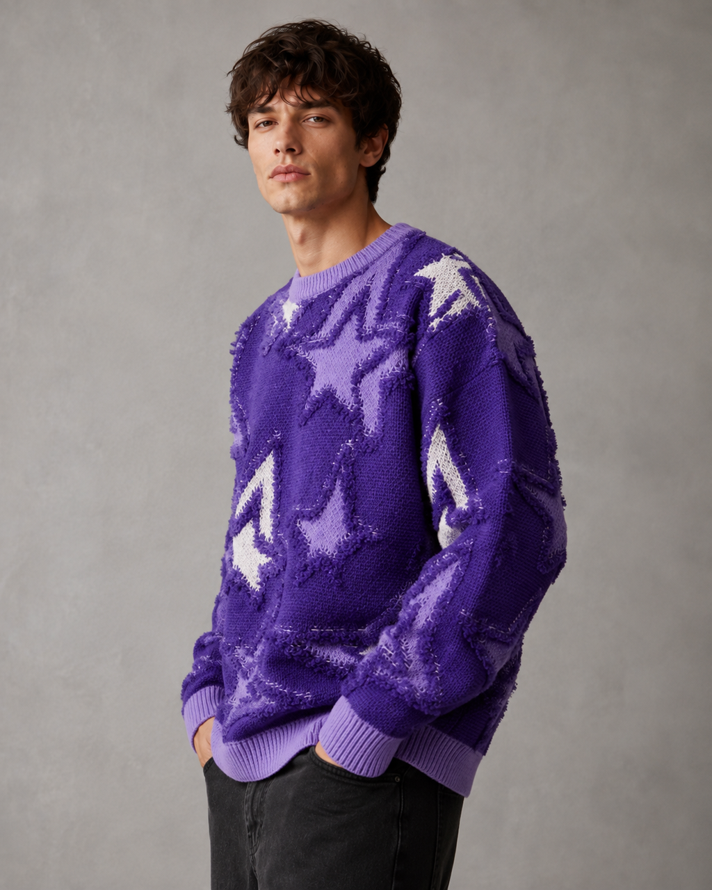 Maglione da Uomo con Motivo a Stelle in Rilievo — foto 6