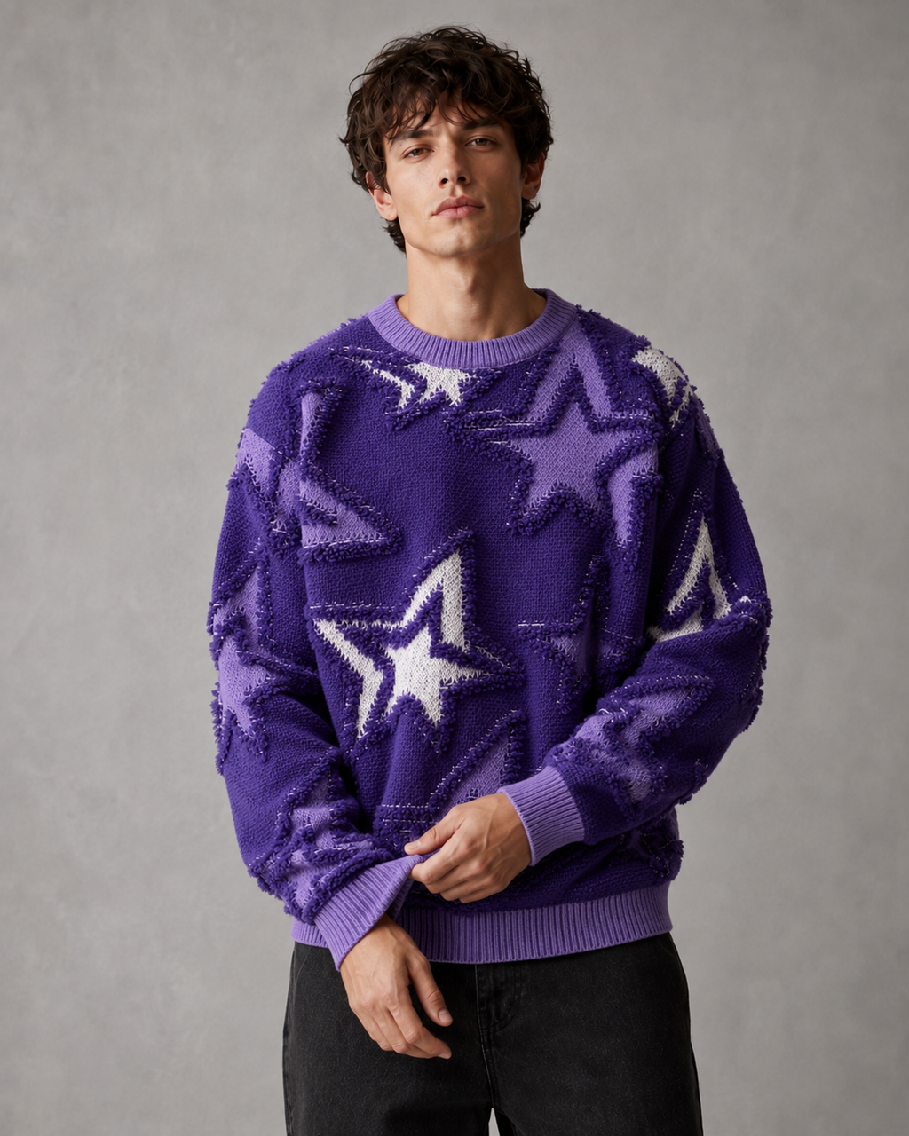 Maglione da Uomo con Motivo a Stelle in Rilievo — foto 8
