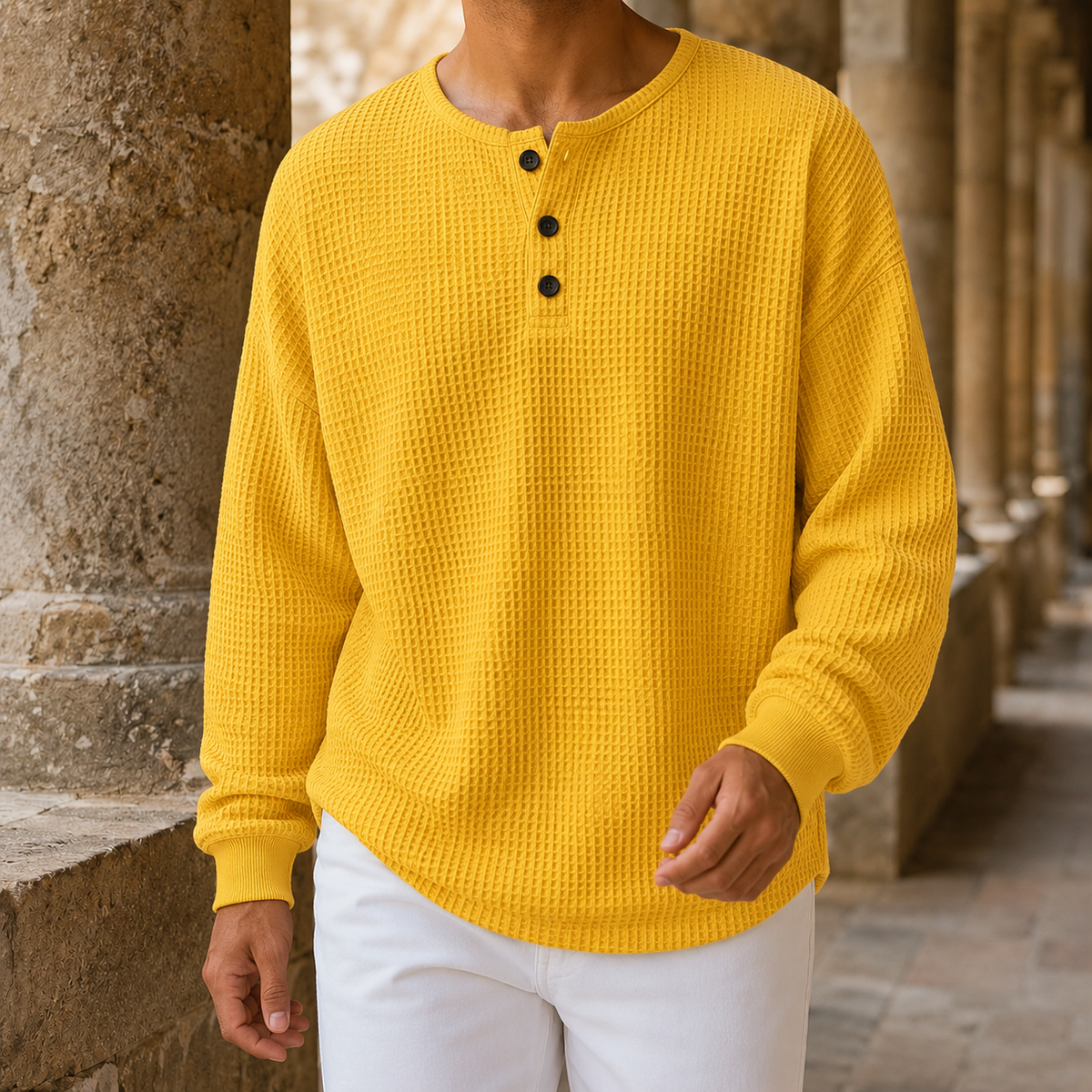 Maglione Waffle da Uomo con Collo Serafino — foto 12