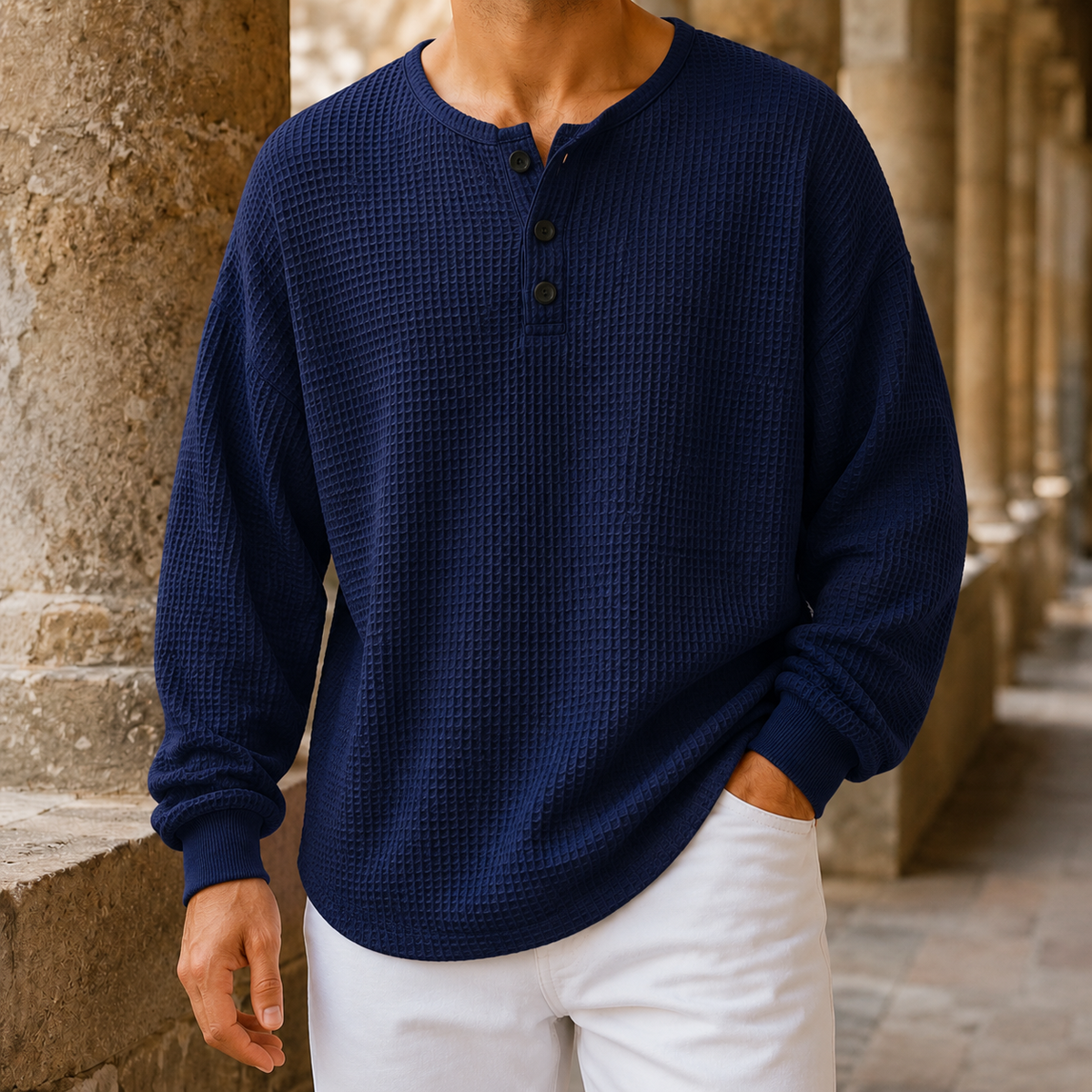 Maglione Waffle da Uomo con Collo Serafino — foto 13