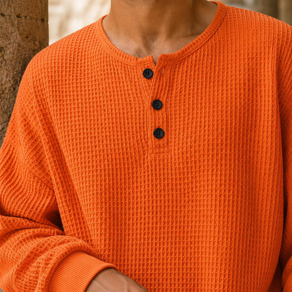 Maglione Waffle da Uomo con Collo Serafino — foto 2