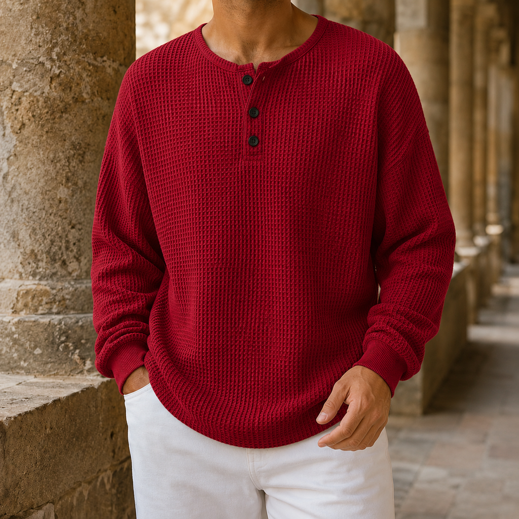 Maglione Waffle da Uomo con Collo Serafino — foto 4