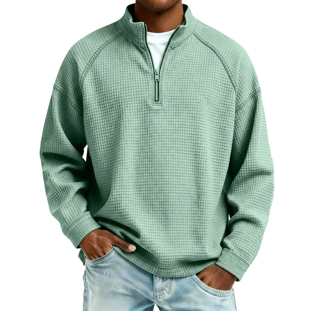 Maglione Waffle da Uomo con Mezza Zip — foto 11