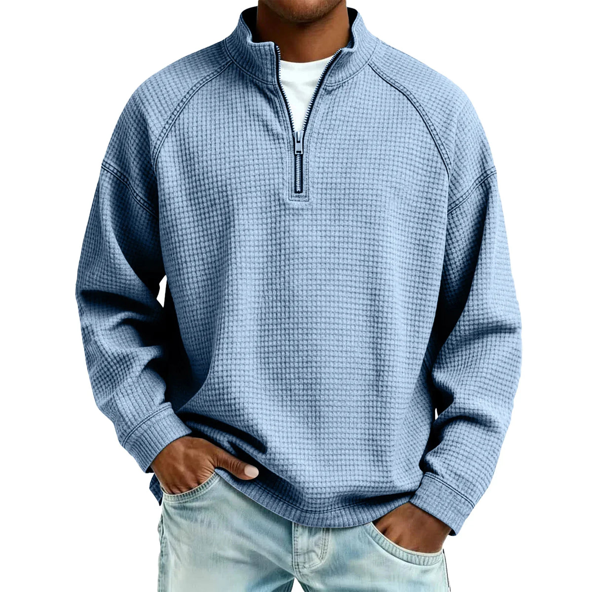 Maglione Waffle da Uomo con Mezza Zip — foto 12