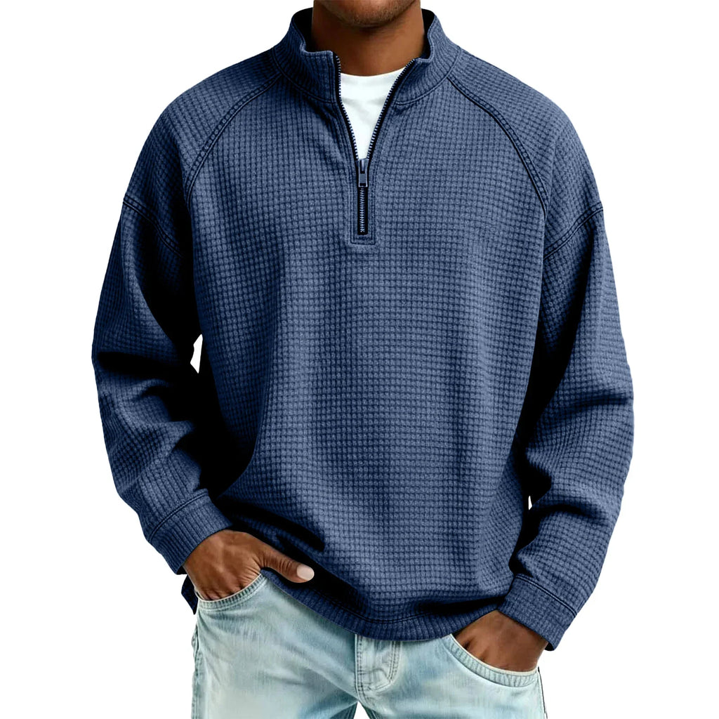Maglione Waffle da Uomo con Mezza Zip — foto 13
