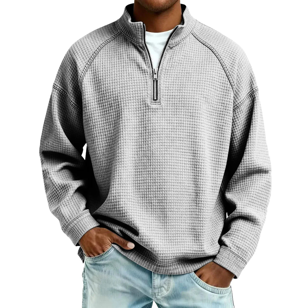 Maglione Waffle da Uomo con Mezza Zip — foto 15